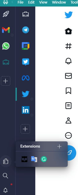 Twitter app in Desktop Hub
