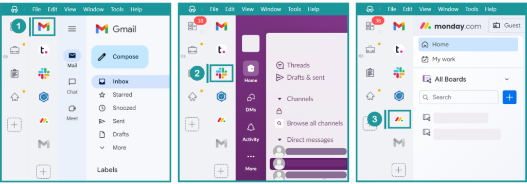 Asana vs Monday in Desktop Hub
