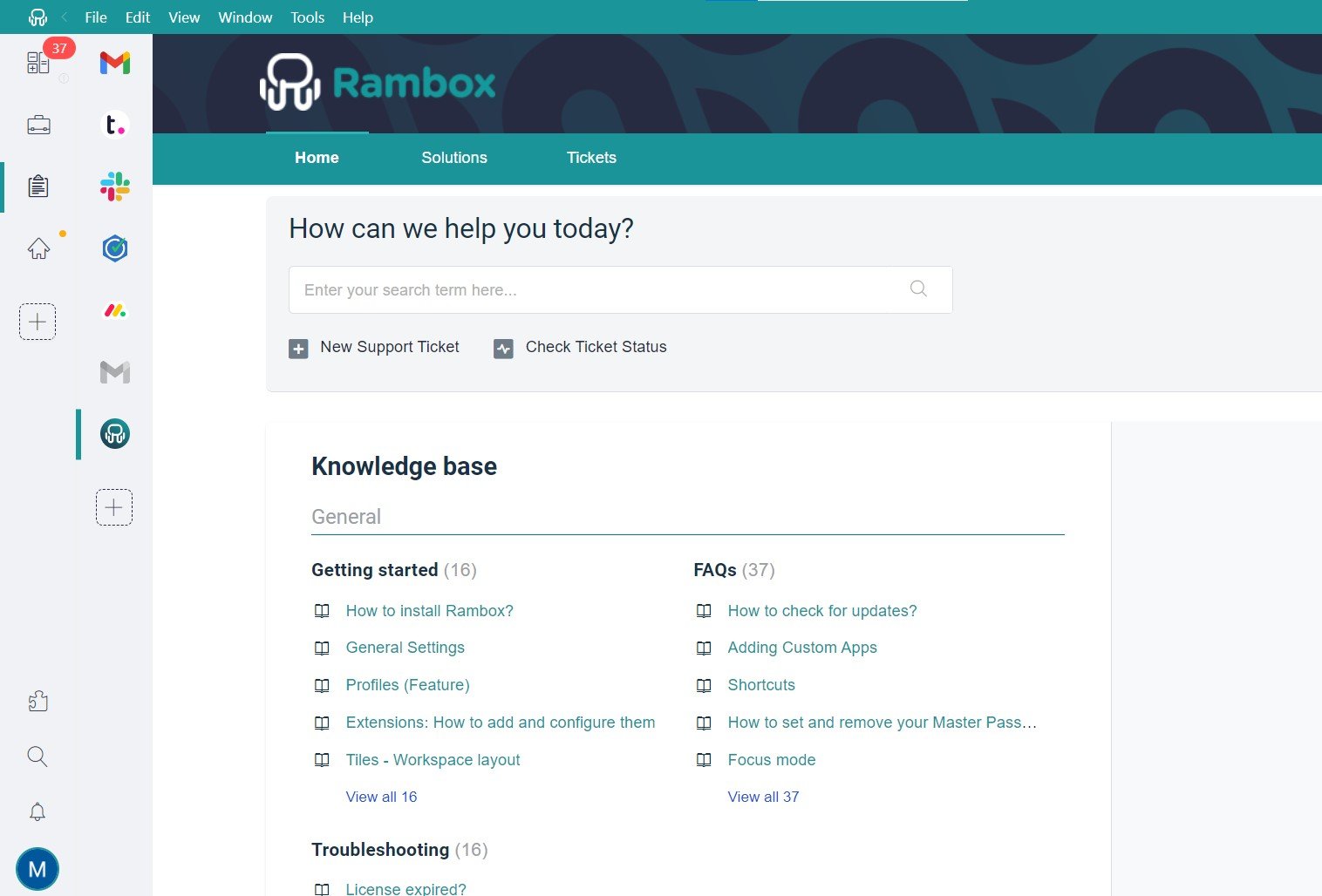 Desktop Hub support