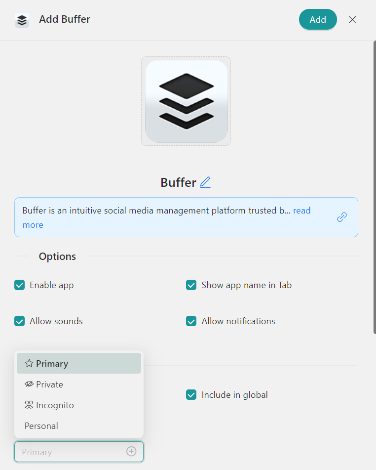 configure Buffer in Desktop Hub
