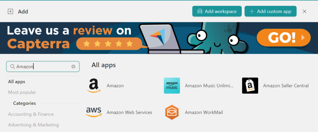 Add Amazon Accounts on Desktop Hub