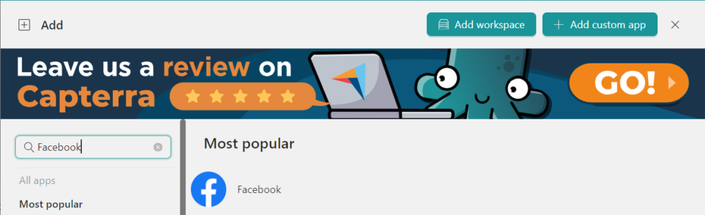 Add Facebook to Desktop Hub