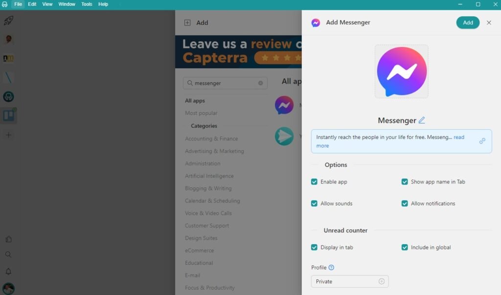 Install Messenger on Desktop Hub