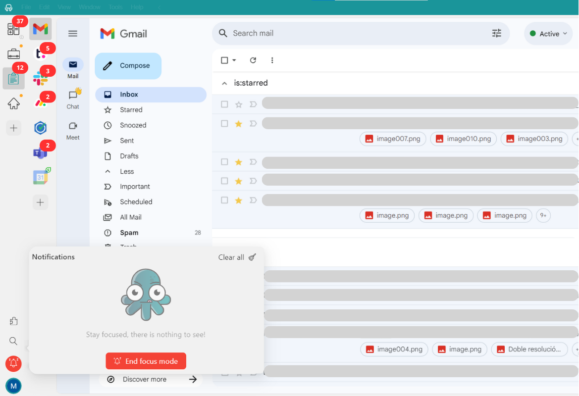 Desktop Hub Focus Mode interface