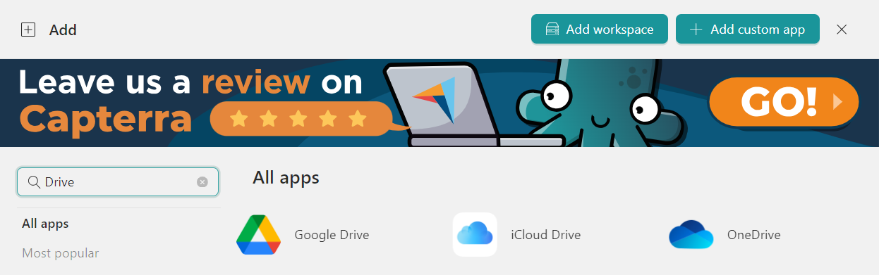 Add Google Drive desktop app to Desktop Hub