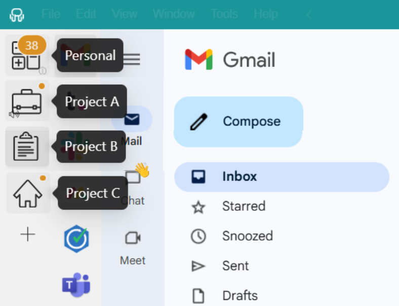 Desktop Hub workspaces - How to manage multiple projects