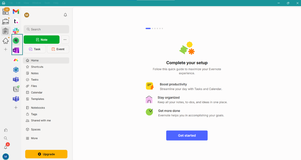 Evernote and OneNote in Desktop Hub