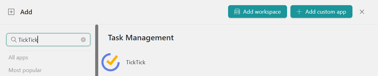 Add TickTick to Desktop Hub