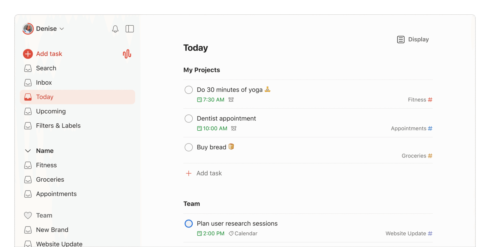 Todoist Interface