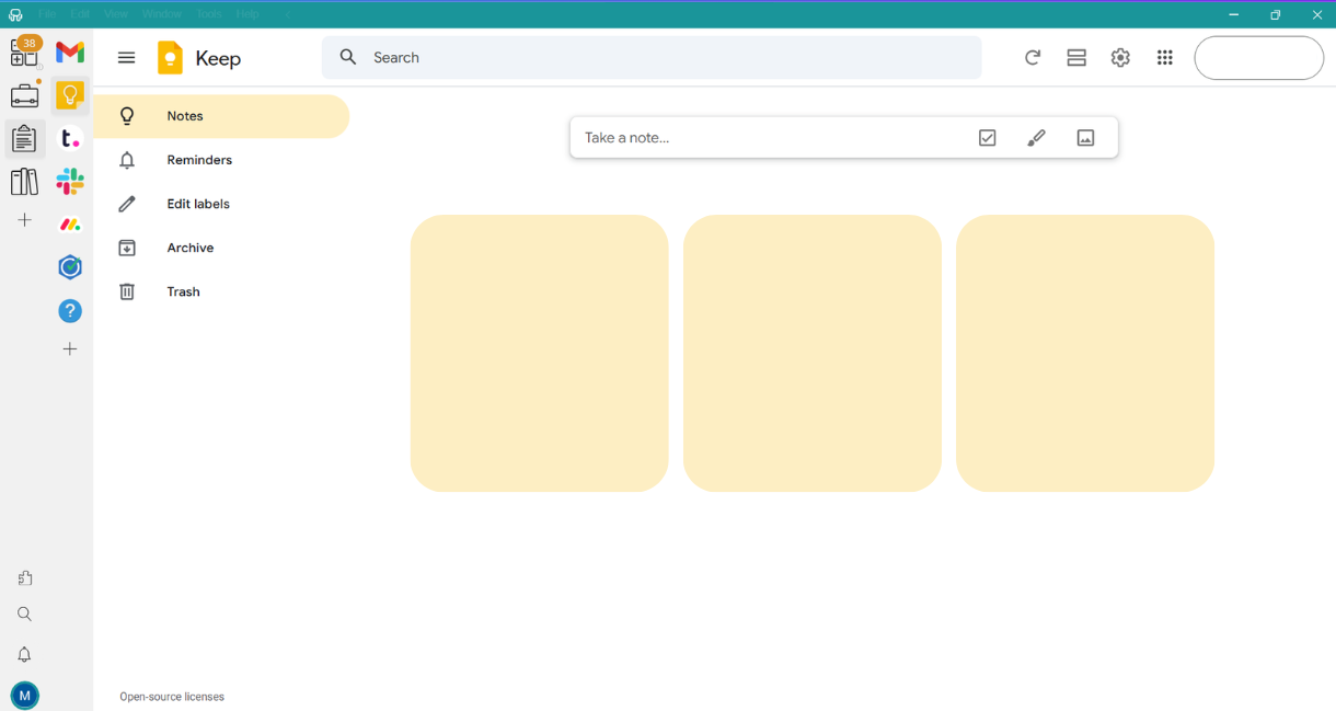 Google Keep - Desktop Hub