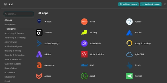Web apps running together in one Desktop Hub interface