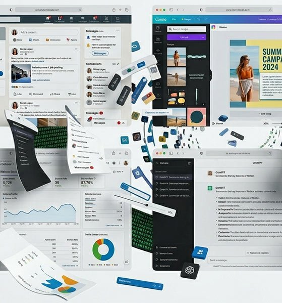 Marketing tools and client accounts organized in Desktop Hub